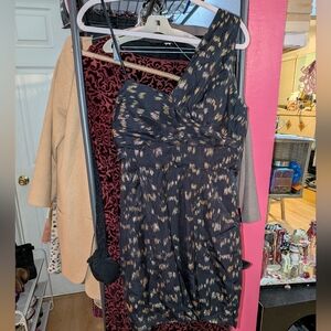 BCBGeneration black one shoulder dress with gold metallic